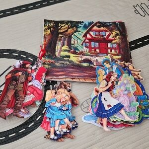 Kids Felt Fairytale Storybook & Characters Goldilocks, Cinderella, Riding Hood
